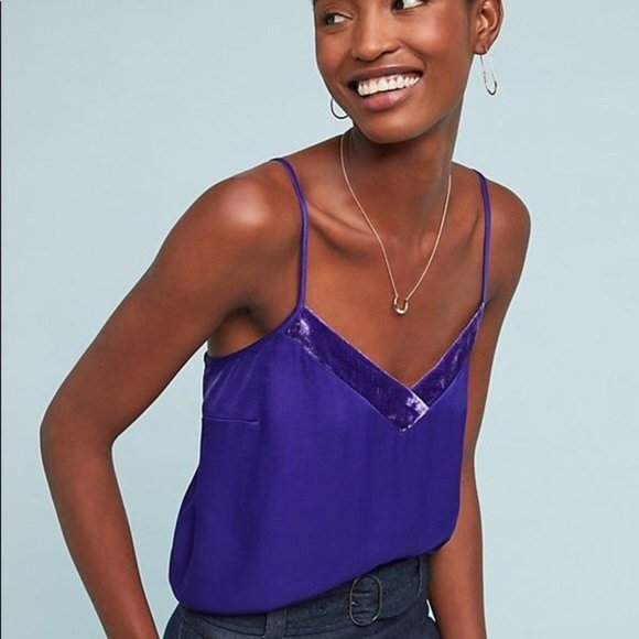 Anthropologie velvet trim cami by Floreat - Picture 2 of 5